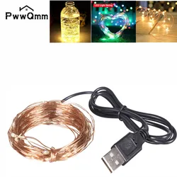 Waterproof USB LED Fairy String Lights - Copper Wire Garland for Outdoor & Indoor Decor (Warm White)