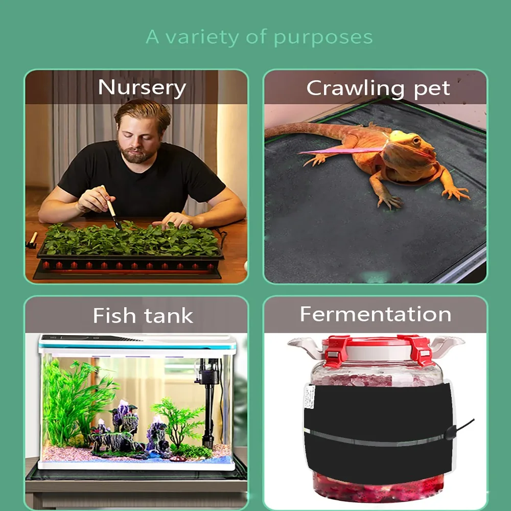 5~28W Seedling Heat Mat Plant Seed Anti-cold Germination Propagation Warm Pad Plant Flower Vegetable with Temperature Controller