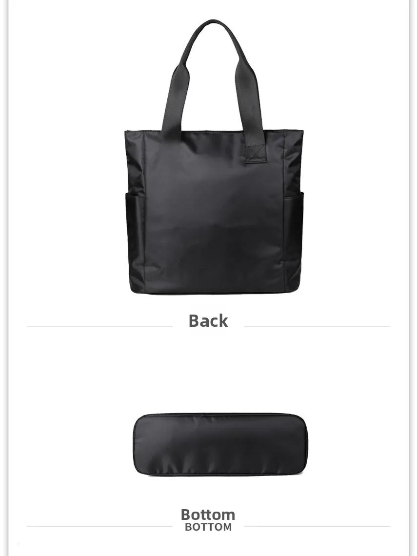 Large Capacity Oxford Cloth Men's Briefcase Casual Commuter Shoulder Bag Business Laptop Bag Soft Handle Zipper Closure Nylon... - 2