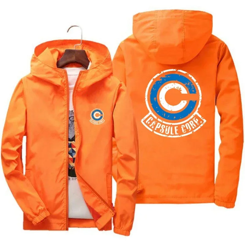 Anime Jacket Capsule Corp-Sudadera Capucha Hombre Manga Larga Abrigo Dynocaps