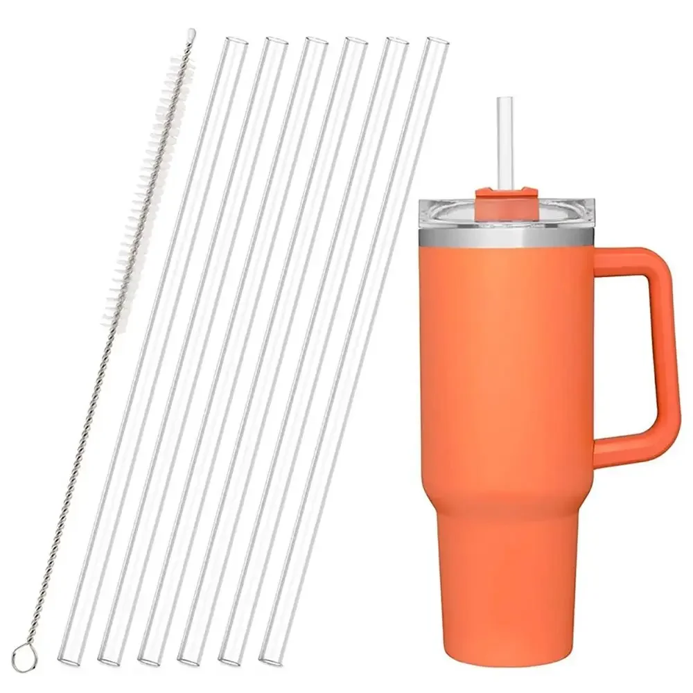 Durable Reusable Plastic Drinking Straw Set with Cleaning Brush