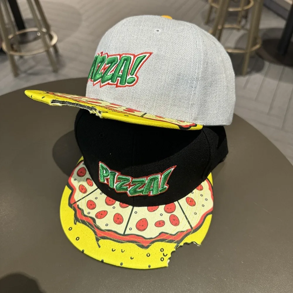 High Quality Casual Hip Hop Hats Adjustable PIZZA Embroidery Baseball Cap Breathable Sunscreen Hat Unisex