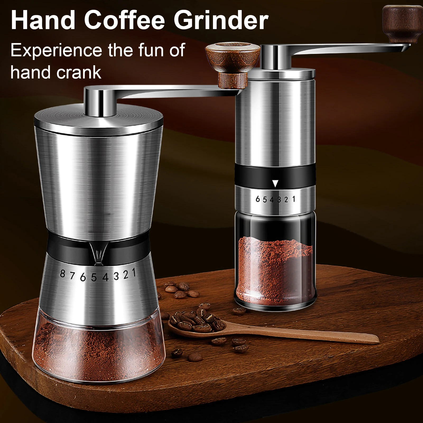 

Manual Coffee Grinder High Quality Coffee Bean Mill with Ceramic Grinding Core 6/8 Adjustable Home Portable Coffee Grinding Tool