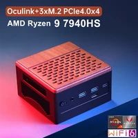 Topton Oculink Gaming Mini PC AMD Ryzen 9 7940HS 32G DDR5 6400MHz 3*PCIe4.0 2*2.5G LAN USB4 NAS Server Computer Windows 11 WiFi6 2