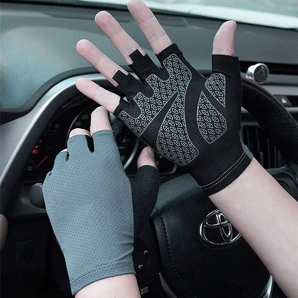 1 Pair Summer Cycling Gloves Fingerless Fitness Fishing Women Men Spring Gym Breathable Non-slip Yoga Elastic Bicycle Gloves 6