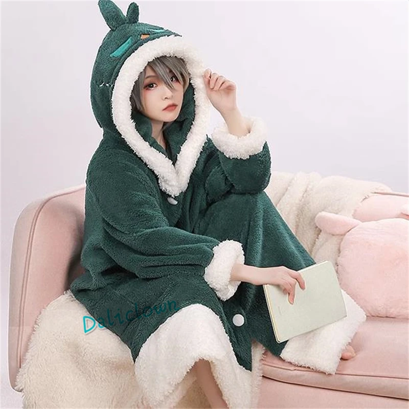 GenshinImpact Cosplay Xiao Kaeya Yae Miko Ganyu Scaramouche Wanderer Cosplay Pajama Set Blanket Winter Sleepwear Anime Costume