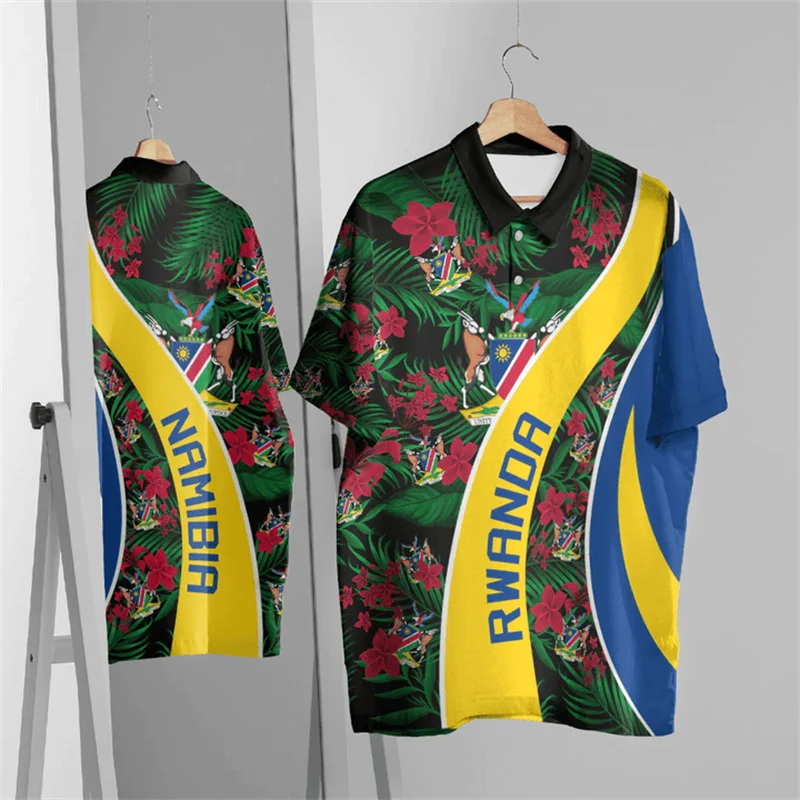 Namibia Flagge Karte 3d gedruckt Polos hirts für Männer Kleidung Mode Afrika Land Polos hirt lässig Dashiki Kurzarm Boy Trikot