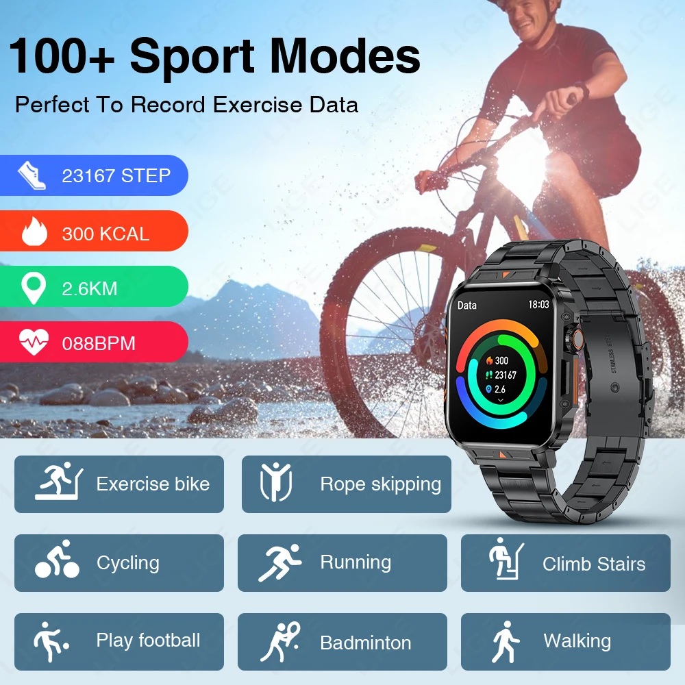 New Smartwatch 1.95" Screen Health Monitoring Watches IP68 Waterproof Sport Fitness Smart Watch For Men Women reloj inteligente