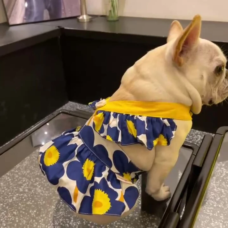 Pug Dog Dress French Bulldog Clothes Summer Puppy Skirt Tutu Yorkie