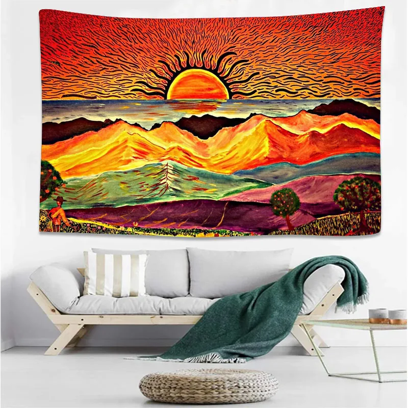 Blanket Tapestry - Colorful Blanket Tapestry Art Painting Wall Hanging ...