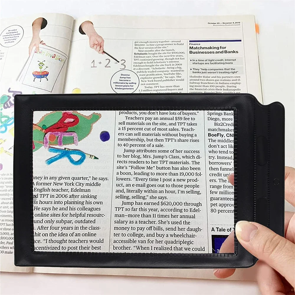 Portable A4 Full Page Magnifier Black Frame Ultra Thin Magnifying Glass Bookmark Magnifying Lens for Reading Books 1pc magnifying glass reading magnifier