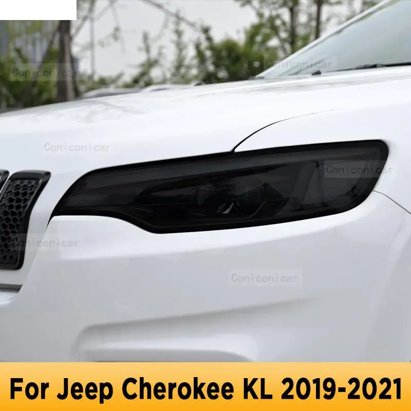 

Car Headlight Protection Tint Anti-Scratch Protective Film Smoked Black TPU Stickers For Jeep Cherokee KL 2019-2021 Accessories