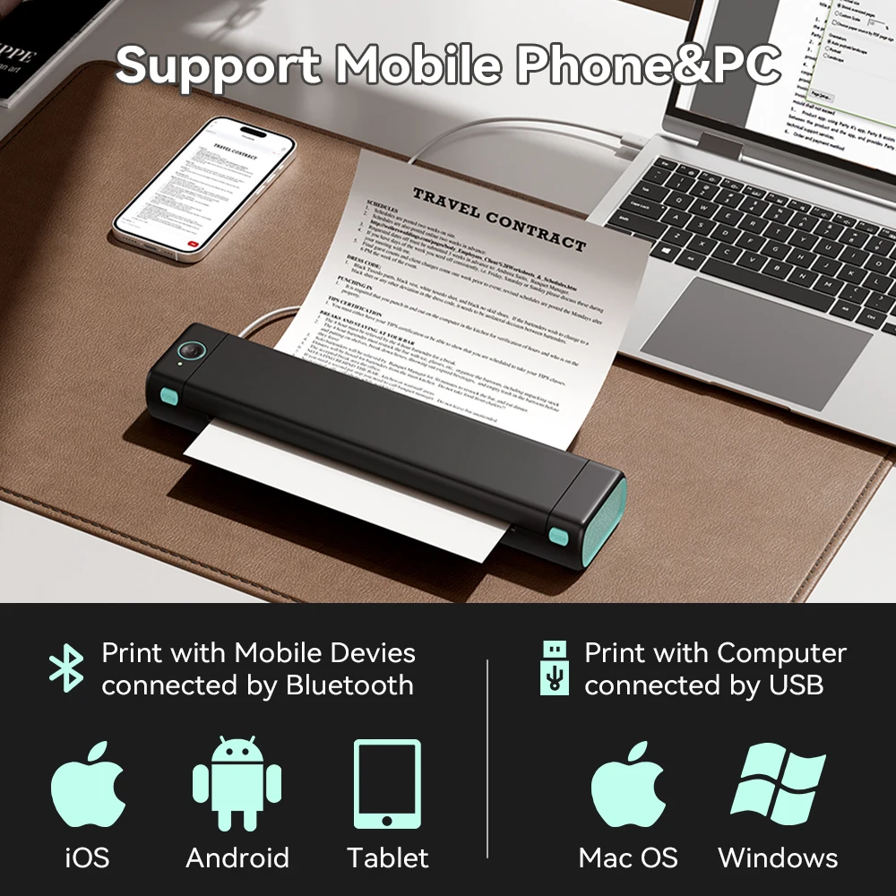 Phomemo M08F Portable A4 Paper Printer Tattoo Printer Thermal Paper Maker Mini Wireless Bluetooth Printer Compatible Phone&PC - Image 5