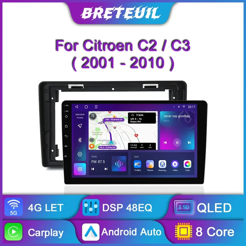 Car Multimedia Player Car Radio For Citroen C2 C3 2001 2002 2003-2010 Android GPS Navigation Carplay QLED Touch Screen Auto Stereo