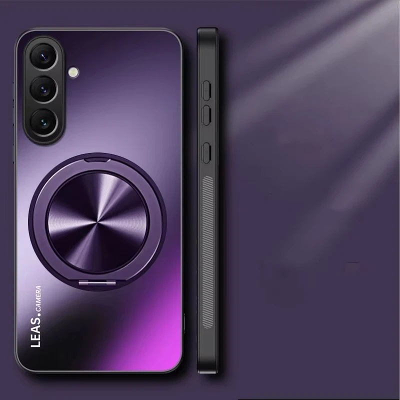 Magnetic Shockproof Matte Case with 360° Rotating Ring Holder