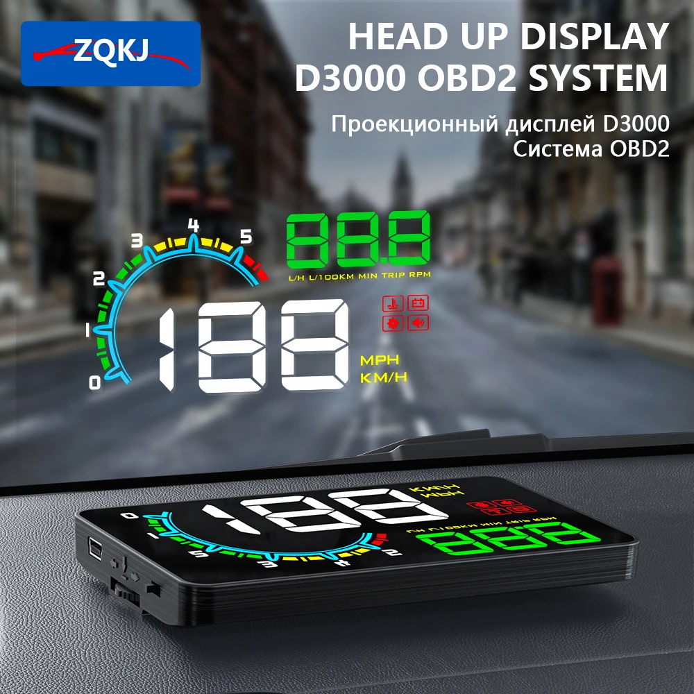 W02 HUD Head Up Display 5.5inch Windshield Projector OBD2 II Car