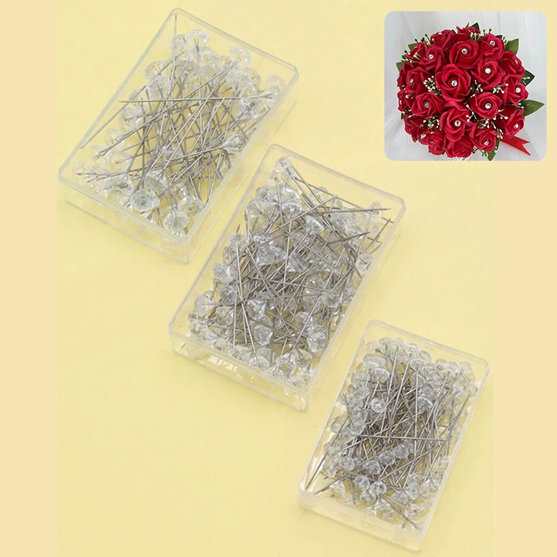 50/100 Pcs 홈 수공예품, 꽃 꽃다발, 의류, 위치 핀, 크리스탈 라인 석, DIY 수제 봉제 액세서리