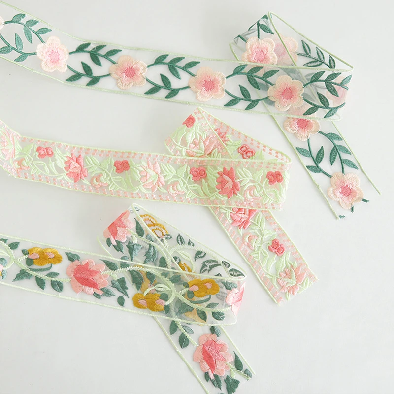 수제 한복 장 꽃 자수 레이스 리본, 바느질 원단 공예 용품, DIY 바느질 액세서리, 1 마당
