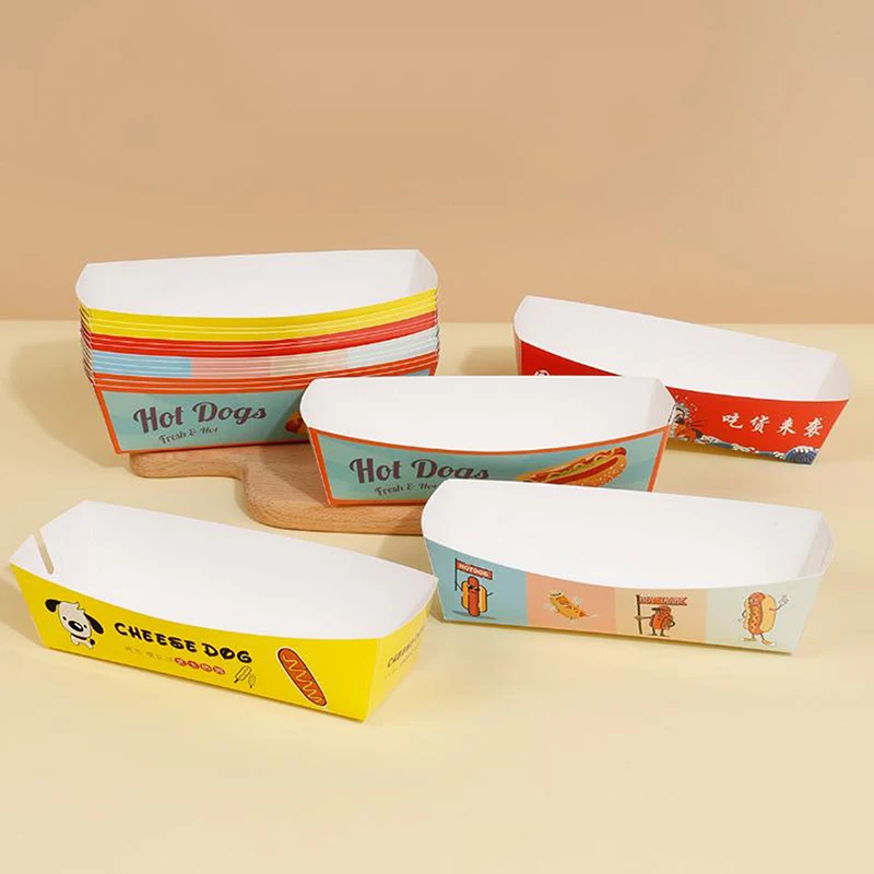 100PCS Disposable Hot Dog Boxes Paper Food Trays | Foldable Takeout Catering Containers... - SKU FTCC2107 - UGI Packaging