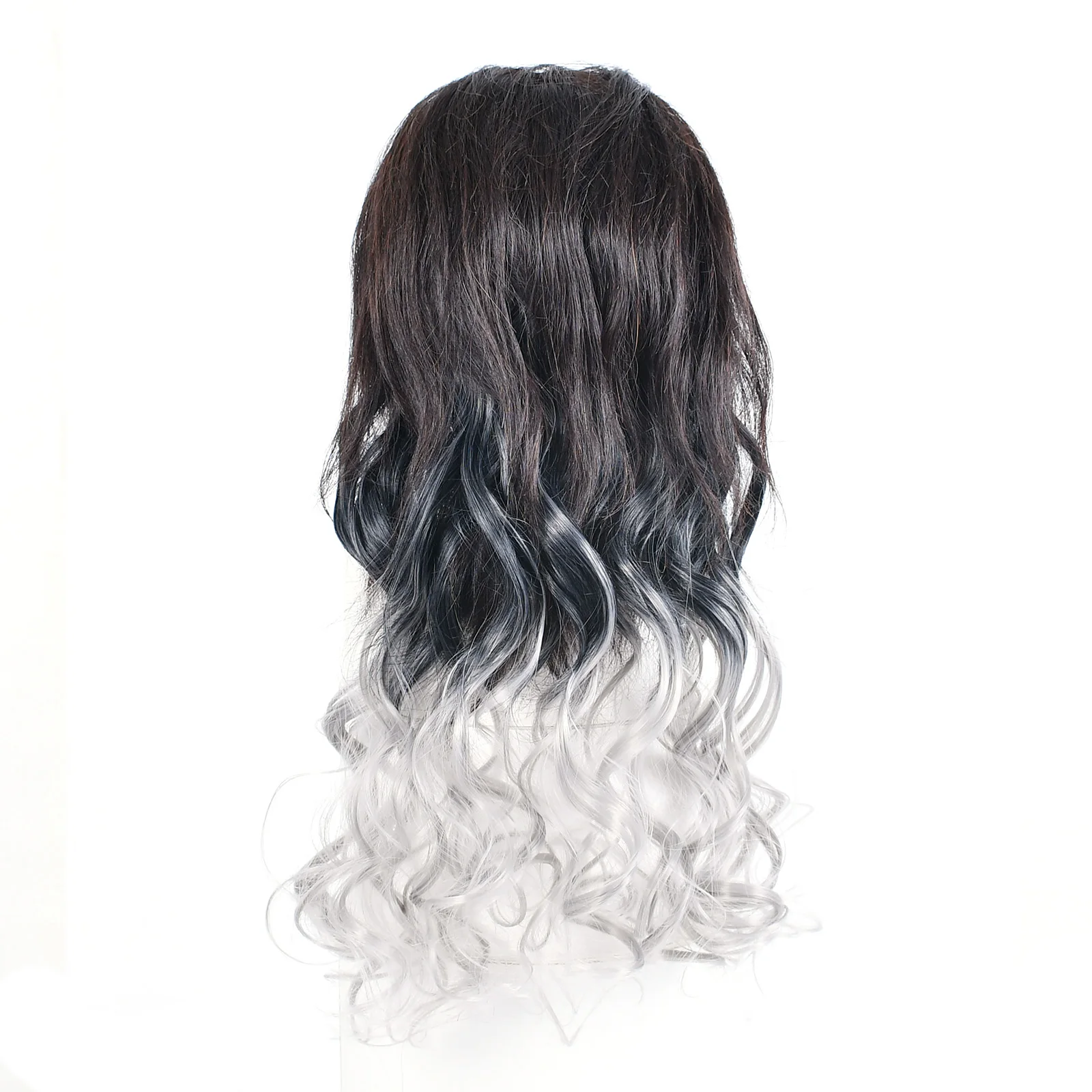 Extension per capelli sintetici con clip di colore grigio, con 5 clip, capelli lunghi e lisci, per donne e ragazze_voghion.com