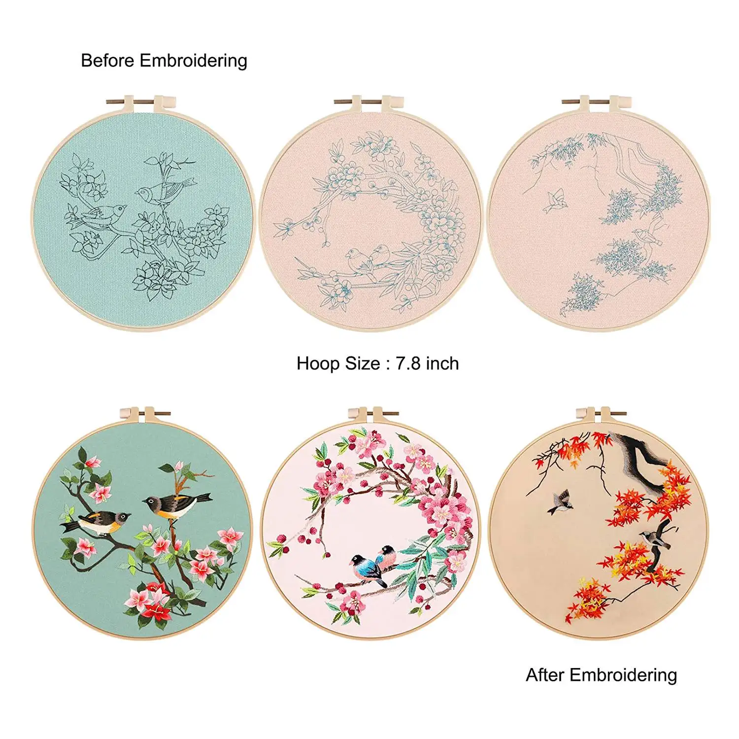 3 Pack Embroidery Kit for Beginners Adults with Pattern Flower