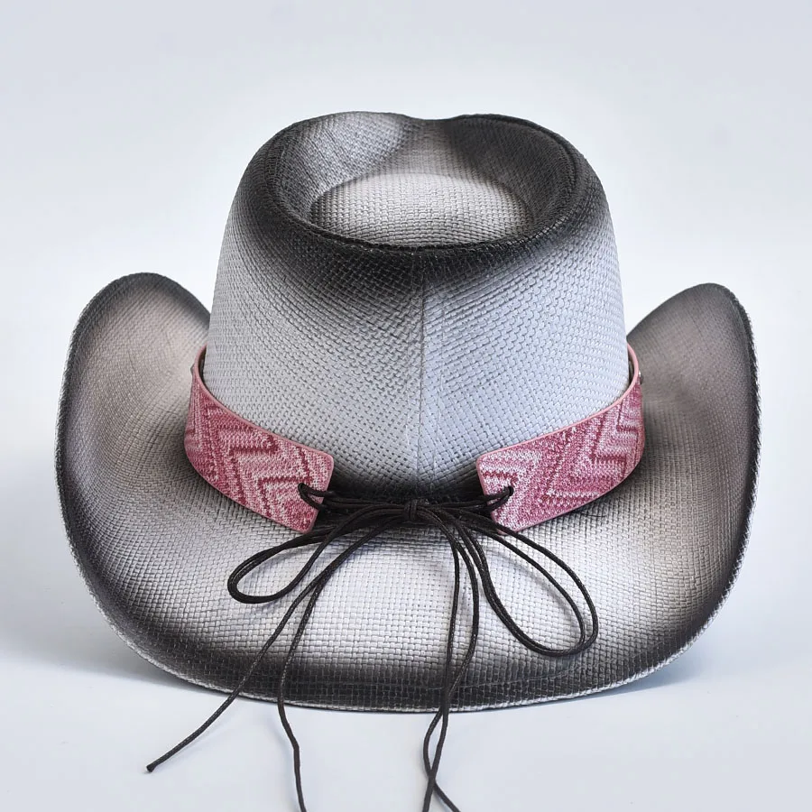 Western Style Straw Hat For Men Women Summer Outdoor Beach Sun Hat Cowgirl Jazz sombrero hombre