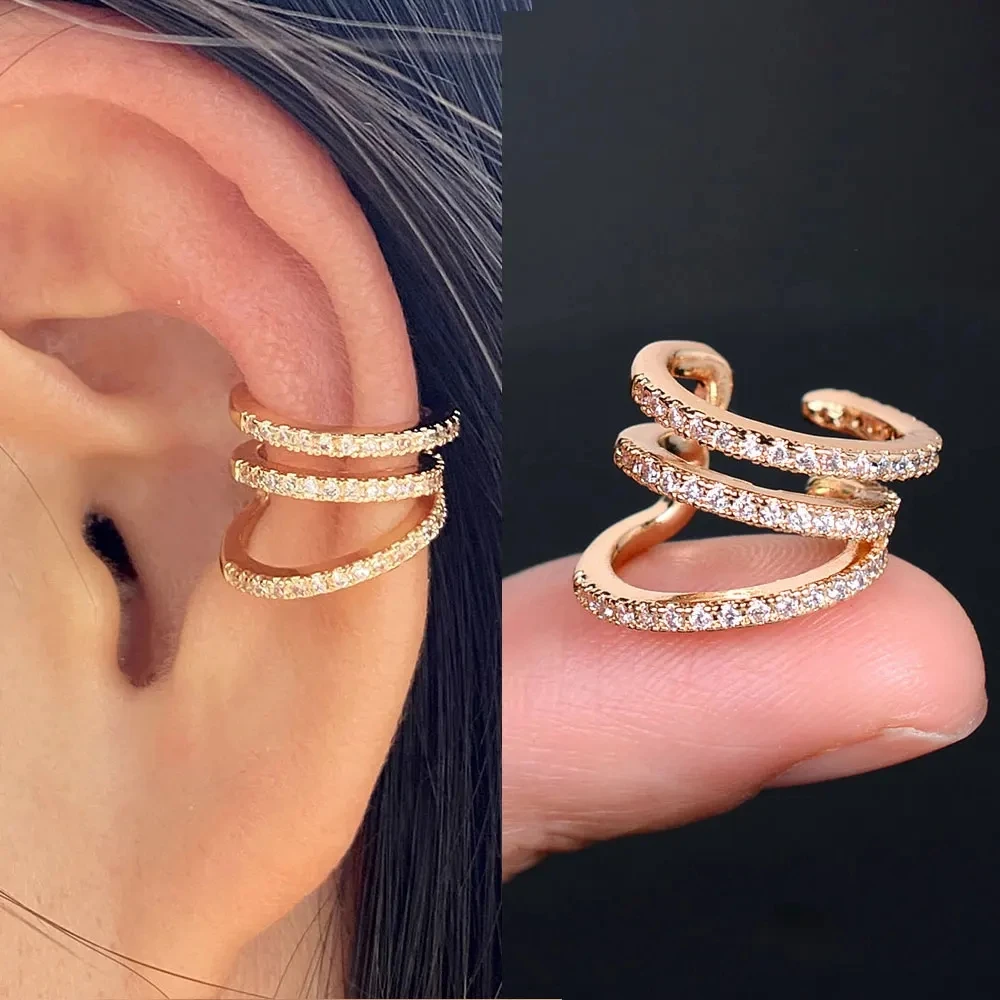 Ear Clip Earrings Clip Earrings Ear Clip 1Pc Fashion Zircon Cartilage Cuff Earring for Women Adjustable