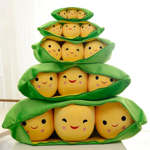 Cute 25CM Cute Kids Baby Plush Toy Pea Stuffed Plant Doll Kawaii for Children Boys Girls Gift High Quality Pea-shaped Pillow Toy 6