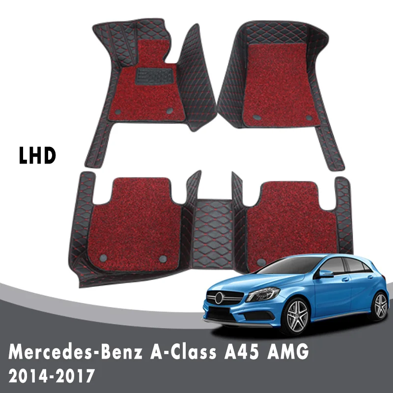 Luxury Double Layer Wire Loop Carpets For Mercedes-Benz A-Class A45 Amg 2017 2016 2015 2014 Car Floor Mats Interior Accessories