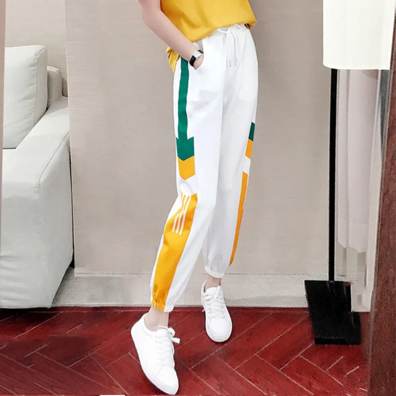 S-5XL Sport Long Pants Women White Quick Drying Trousers High Street  Harajuku Harem Jogging Pant Pantalon Cargo Femme