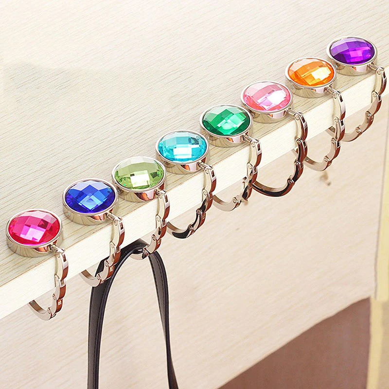 

Luxury Foldable Purse Bag Hooks Hanger Portable Handbag Folding Hanger Holder Hook for Hanging Crystal Alloy Magic Hooks