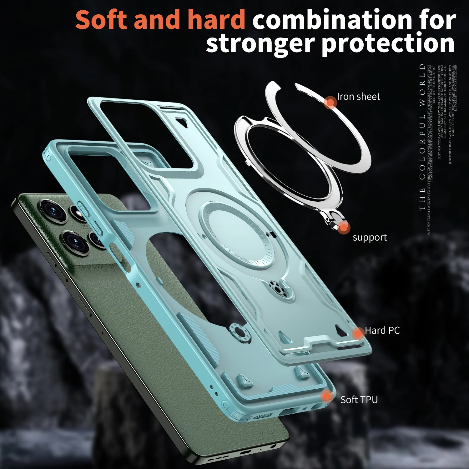 Enhanced Magnetic Phone Case with Rotating Ring Holder and Hard Shell Design