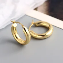  AOMU 3cm Wide Spring New Simple Geometric Minimalism Gold Silver Color Round Thick Metal Hoop Earrings for Women Girls Jewelry 