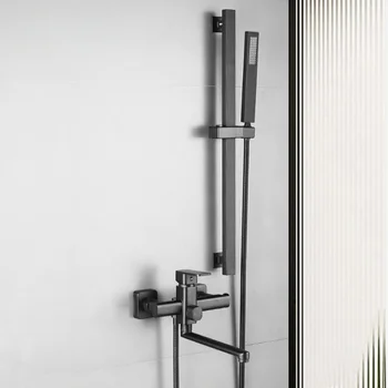 ก๊อกน้ำฝักบัวห้องน้ำสีดำ ทองเหลือง ก๊อกน้ำอ่างอาบน้ำและฝักบัวสีขาวติดผนัง ก๊อกน้ำอ่างอาบน้ำและฝักบัวสีเทาติดผนัง 1