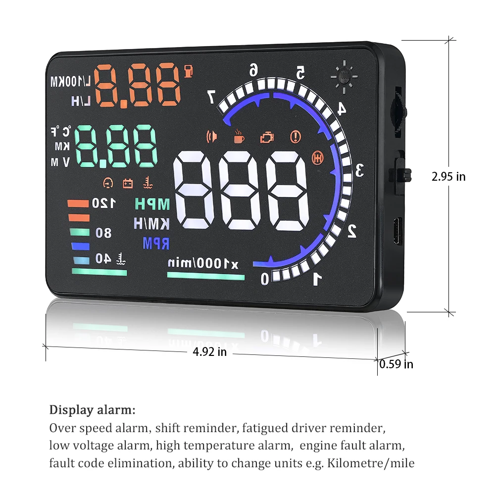 A8 5.5'' OBD2 EOBD HUD Car Head Up Display