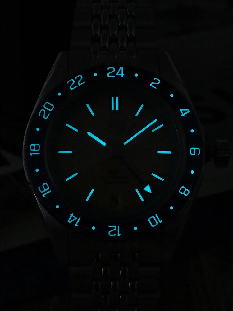 San Martin Limited Edition 39.5mm Full Luminous NH34 GMT Original Design Men Sports Watch Automatic Mechanical Waterproof SN0116
