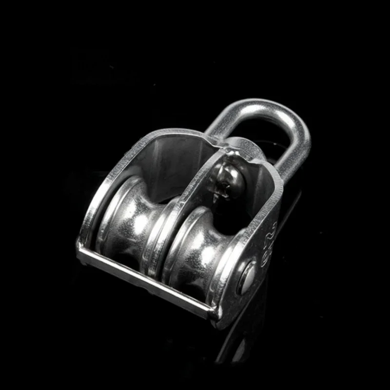 304 A2 Stainless Steel M15 M20 M25 M32 M50 Rotation Double Pulley Traction Lifting Sailing Boat Loading Pulley Block 4