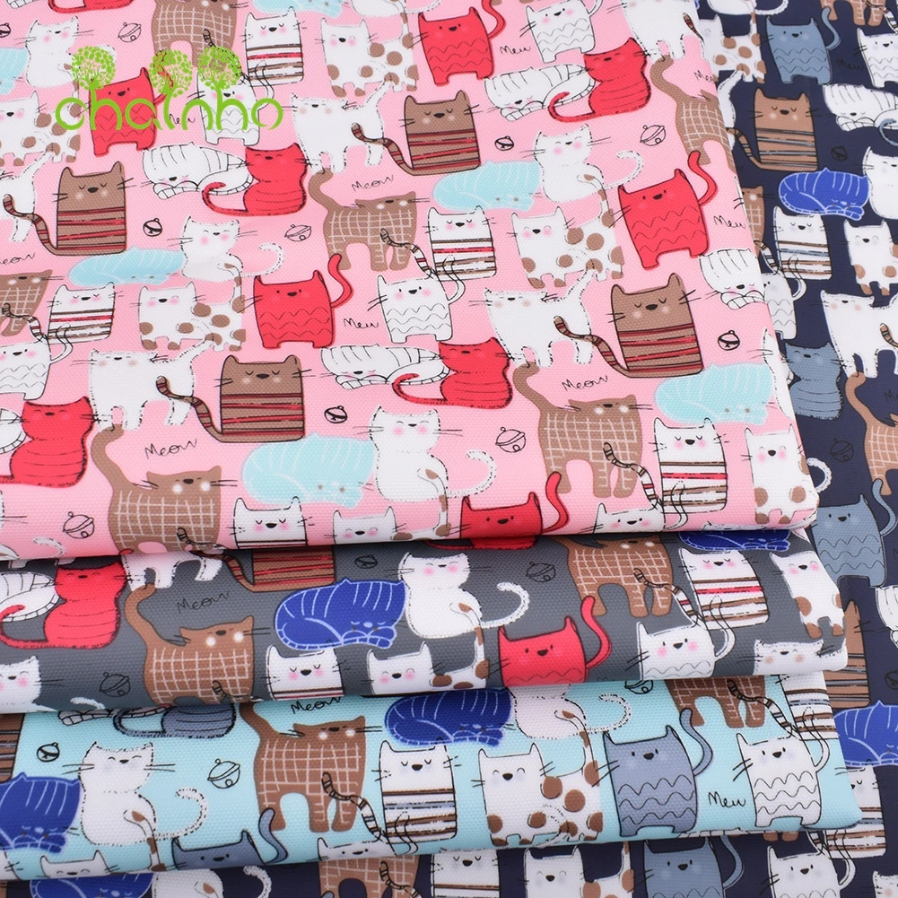 Chainho,Digital Printing Coated Waterproof Fabric,For DIY Quilting & Sewing Suitcases,Handbags,Tablecloth Material,Cats Series
