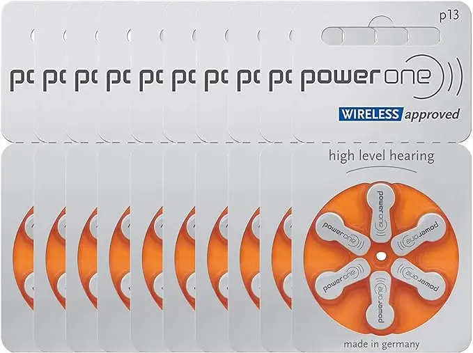 Description Picture 2 of itemPowerOne P13  60 PCS  High Performance Hearing Aid Batteries. Zinc Air 13 / P13 / PR48 Battery for BTE Hearing aids Drop Shippin