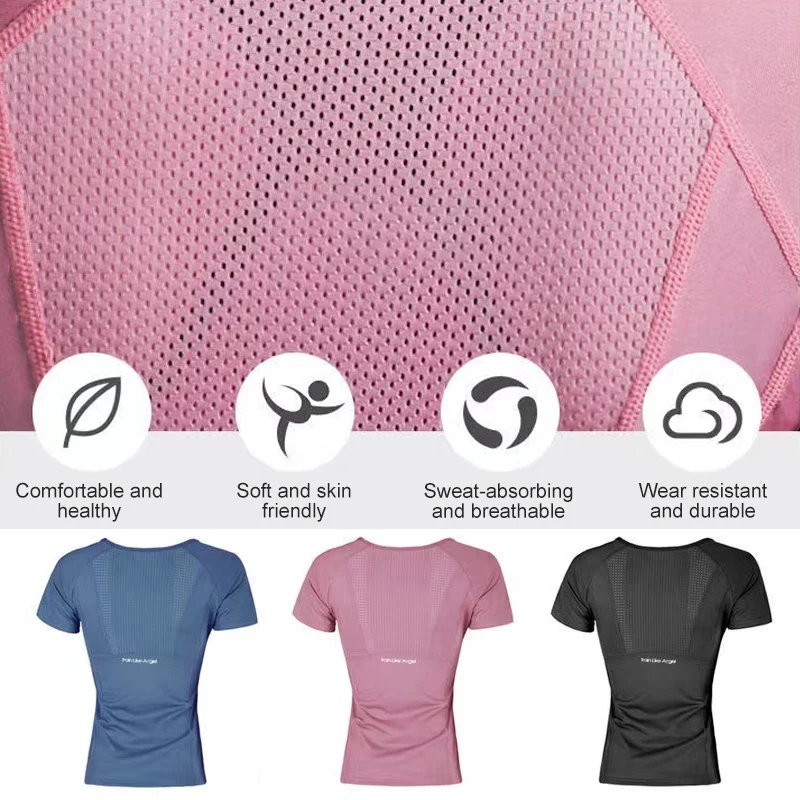 Sports T Shirt Yoga Top Yoga Shirt Sports Shirt Summer Sports Short Sleeved Women's Quick Drying Breathable Yoga T-shirt Slim Fit Fitness Training Top Running Yoga Sportswear