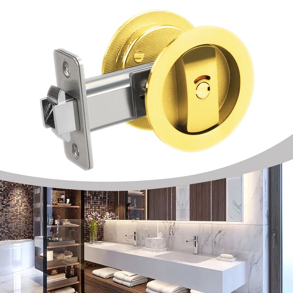 

Bathroom Secure Door Lock Zinc Alloy Thickened Panel Multi-layer Plating Moving Door Lock Double Hook Deadbolt Mechanism