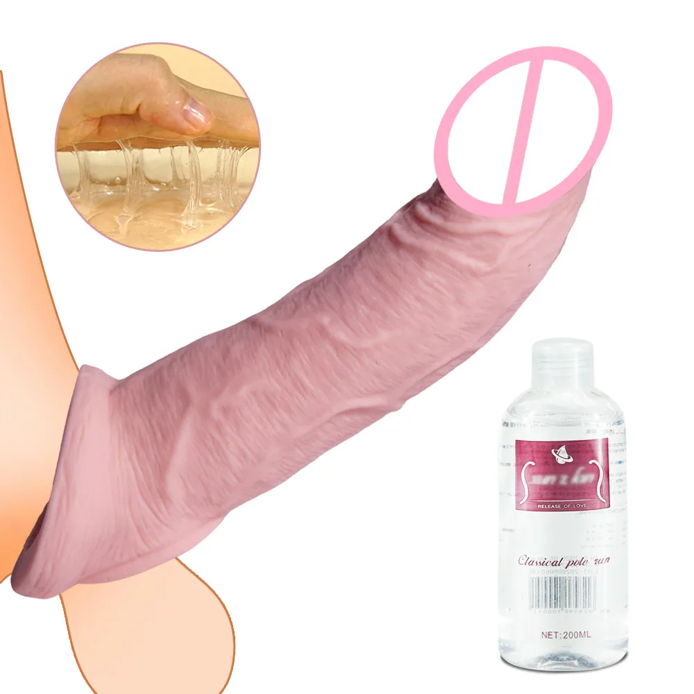 

Male Penis Enlargement Extension Reusable Condom Vibrator Lubricant for Sex Realistic Penis Sleeve Cover Case Cock Header Sextoy