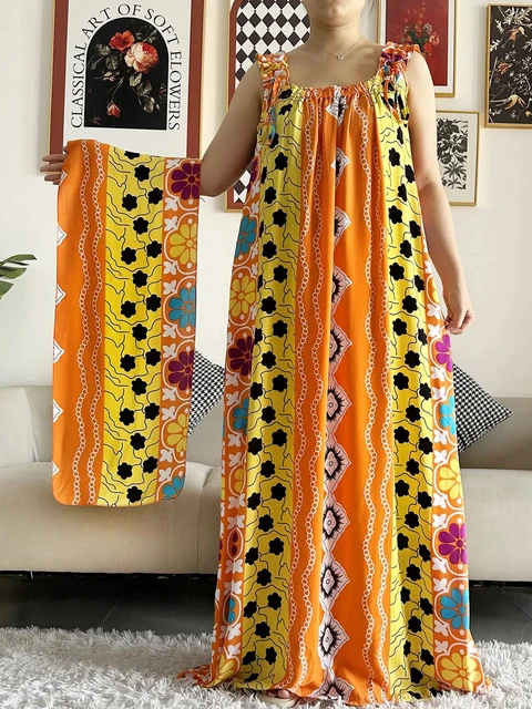 Robe d'été en fibre de coton avec écharpes pour femmes, sous-robe, Abaya Dashiki, Maxi Lady Robe, Kaftan, Robe éducative, 2024