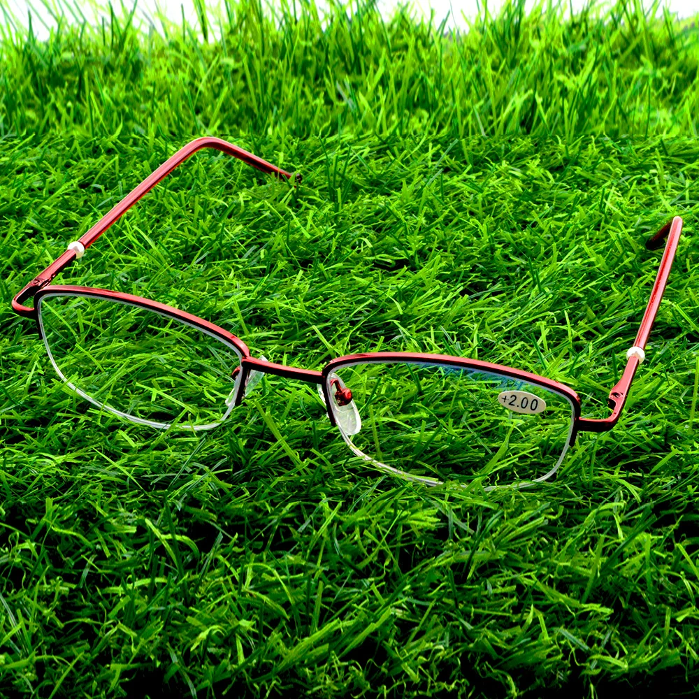 

Titanium Alloy Half-im Rectangle Pearl Temples Fashion Progressive Reading Sunglasses +0.75 To +4 See Near and Far