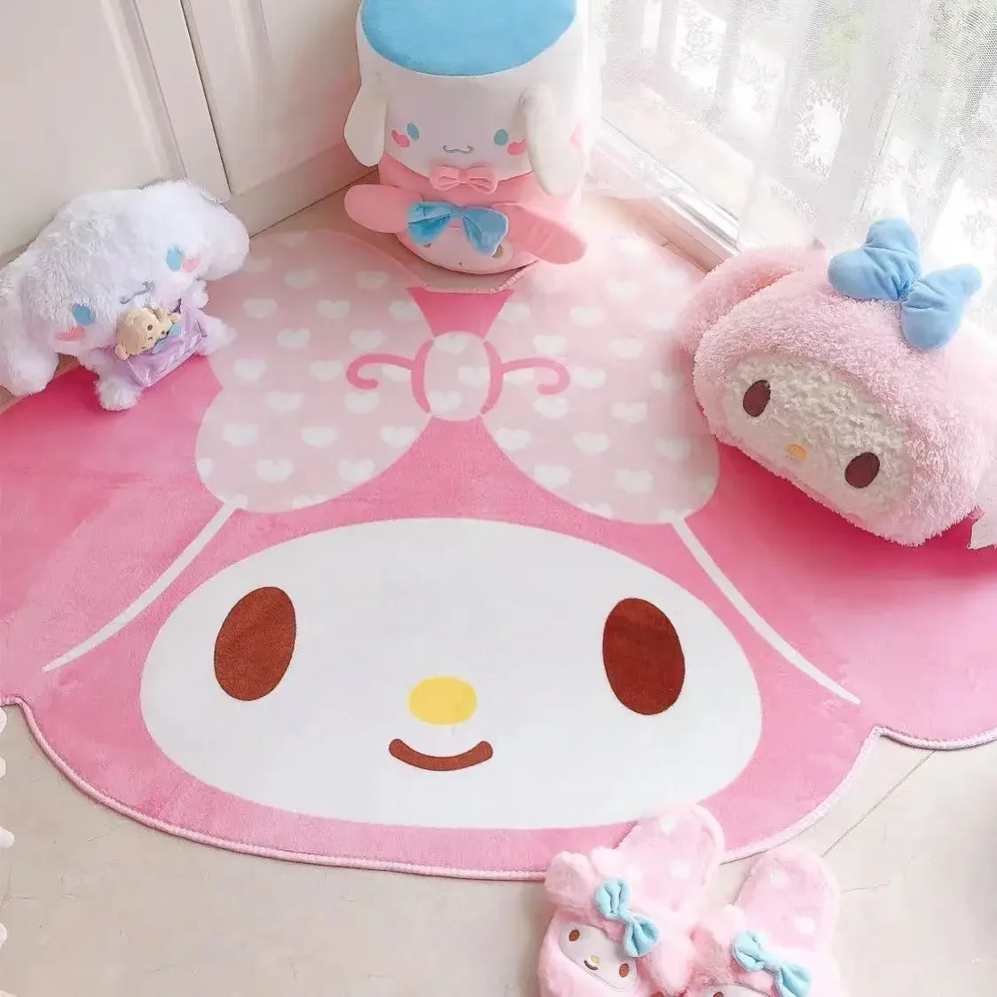 Description Picture 5 of itemSanrio My Melody Carpet Bedside Blanket Floor Mat Dressing Table Cushion Girl Room Bedroom Decorative Pashmina Carpet