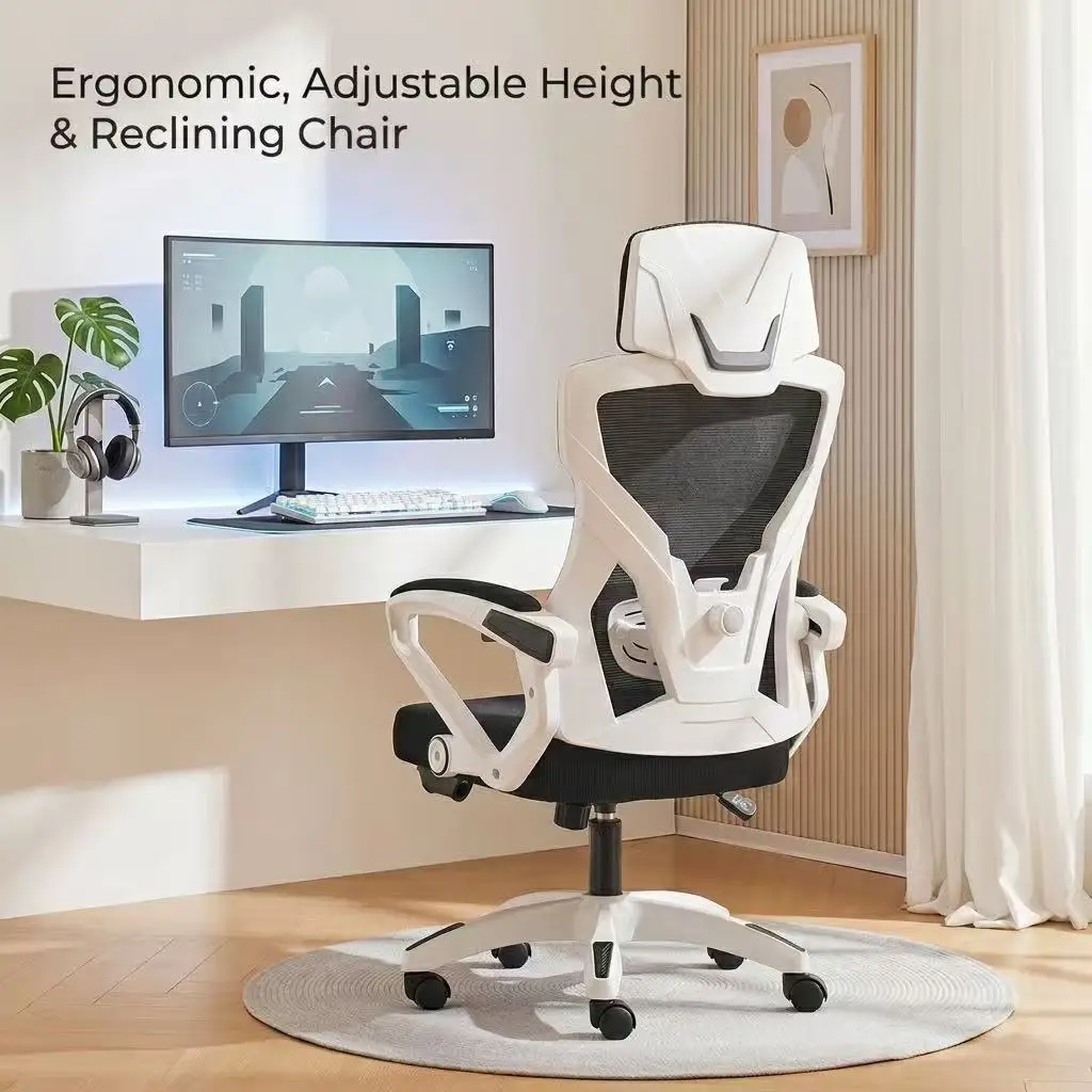 Sedia da Gaming Ergonomica con Poggiapiedi, Sedia da Ufficio Reclinabile con Schienale Alto, Supporto Lombare Regolabile, Sedia Girevole da Scrivania - immagine 4