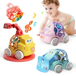 Baby Toy Cars for Age 1+ boys,3 Pieces Soft Rubber Push and Go Vehicles,Baby Rattle Car Toy for Toddlers,Early Educational Gift