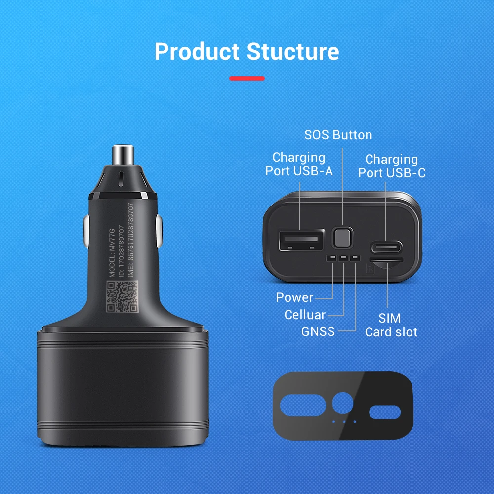 MiCODUS 4G GPS Tracker Car MV77G SOS Remote Listen-in GPS Rastreador 4G Anti-theft Alerts 5000pcs Data Storage Free Tracking APP