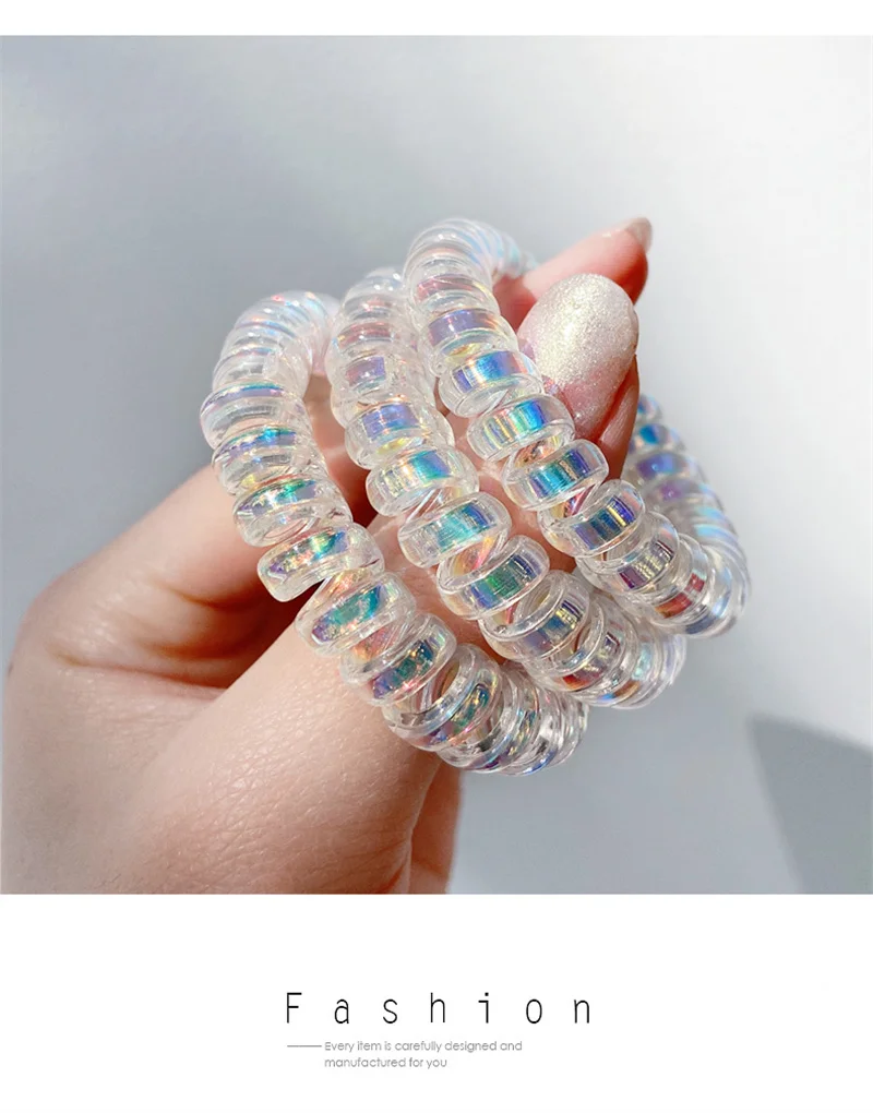 Spiral Telephone Cord Hair Ties - Shiny & Elastic