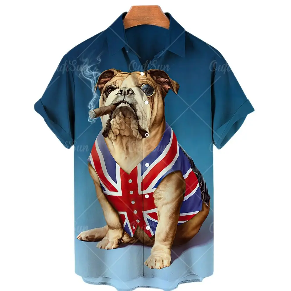 

2023 Funny Animals Pet Dog 3d Printed Shirts For Mens Retro Shirts Hawaiian Shirts Lapel Short-sleeved Tops Loose Tshirts Summer